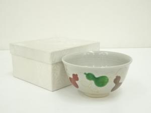 京焼　森岡嘉祥造　金彩色絵六瓢唐草茶碗（箱付）